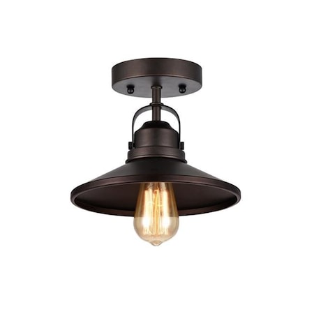 Chloe Lighting Chloe CH54050RB09-SF1 9 in. Shade Lighting Mycroft Industrial-Style 1 Light Rubbed Bronze Semi-Flush Ceiling Fixture - Oil Rubbed Bronze CH54050RB09-SF1